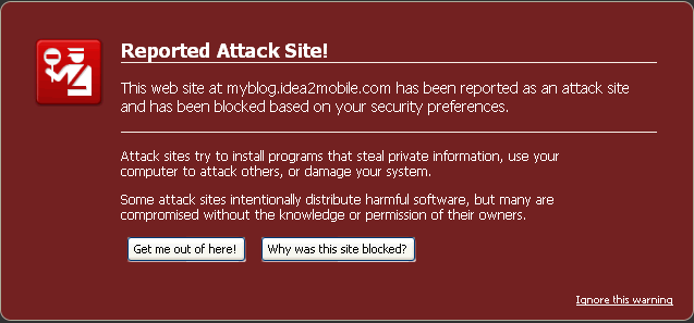 Reported Attack Site!" ใน FireFox